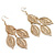 Gold Tone Filigree Leaf Drop Earrings - 8cm Drop - view 2