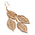 Gold Tone Filigree Leaf Drop Earrings - 8cm Drop - view 7