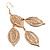 Gold Tone Filigree Leaf Drop Earrings - 8cm Drop - view 4