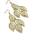 Gold Tone Filigree Leaf Drop Earrings - 8cm Drop - view 8