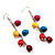 Funky Multicoloured Acrylic Bead Drop Earrings - 9cm Drop (Silver Tone)