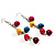 Funky Multicoloured Acrylic Bead Drop Earrings - 9cm Drop (Silver Tone) - view 5