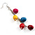 Funky Multicoloured Acrylic Bead Drop Earrings - 9cm Drop (Silver Tone) - view 3
