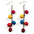 Funky Multicoloured Acrylic Bead Drop Earrings - 9cm Drop (Silver Tone) - view 2