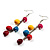 Funky Multicoloured Acrylic Bead Drop Earrings - 9cm Drop (Silver Tone) - view 4