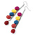 Funky Multicoloured Acrylic Bead Drop Earrings - 9cm Drop (Silver Tone) - view 7