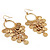 Gold Plated Hoop Dangle Disk Earrings - 8.5cm Drop - view 4
