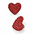Bright Red Swarovski Crystal Heart Stud Earrings (Silver Tone)