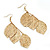 Gold Tone Hammered Leaf Drop Earrings - 10cm - view 3