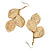 Gold Tone Hammered Leaf Drop Earrings - 10cm - view 4