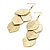 Gold Tone Hammered Leaf Drop Earrings - 10cm - view 7