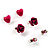 Heart, Rose And Crystal Stud Earring Set (Deep Pink)