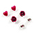 Heart, Rose And Crystal Stud Earring Set (Deep Pink) - view 8