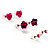 Heart, Rose And Crystal Stud Earring Set (Deep Pink) - view 2