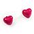 Heart, Rose And Crystal Stud Earring Set (Deep Pink) - view 5