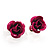 Heart, Rose And Crystal Stud Earring Set (Deep Pink) - view 4