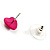 Heart, Rose And Crystal Stud Earring Set (Deep Pink) - view 7