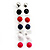 Set of 6  Acrylic Bead Stud Earrings - 11mm (Black, Red, White, Blue, Pink And Silver) - view 2