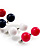 Set of 6  Acrylic Bead Stud Earrings - 11mm (Black, Red, White, Blue, Pink And Silver) - view 3