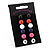 Set of 6  Acrylic Bead Stud Earrings - 11mm (Black, Red, White, Blue, Pink And Silver) - view 8