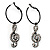 Black Hoop Earrings With Crystal Treble Clef Charm Earrings - 2.5cm Diameter