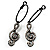 Black Hoop Earrings With Crystal Treble Clef Charm Earrings - 2.5cm Diameter - view 6