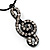 Black Hoop Earrings With Crystal Treble Clef Charm Earrings - 2.5cm Diameter - view 4