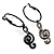 Black Hoop Earrings With Crystal Treble Clef Charm Earrings - 2.5cm Diameter - view 2