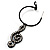Black Hoop Earrings With Crystal Treble Clef Charm Earrings - 2.5cm Diameter - view 5