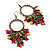 Bronze Tone Hoop Bead Earrings - 3cm Diameter (Multicoloured) - view 6