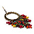 Bronze Tone Hoop Bead Earrings - 3cm Diameter (Multicoloured) - view 3
