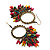 Bronze Tone Hoop Bead Earrings - 3cm Diameter (Multicoloured) - view 4