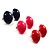 Set Of 3 Button Shaped Stud Earrings - 2cm Diameter (Blue, Red And Pink) - view 3