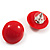Set Of 3 Button Shaped Stud Earrings - 2cm Diameter (Blue, Red And Pink) - view 4