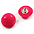 Set Of 3 Button Shaped Stud Earrings - 2cm Diameter (Blue, Red And Pink) - view 5