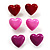 Red, Pale And Deep Pink Hoop And Heart Earring Set - 3 Pairs (6cm Diameter) - view 2
