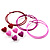 Red, Pale And Deep Pink Hoop And Heart Earring Set - 3 Pairs (6cm Diameter) - view 11