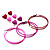 Red, Pale And Deep Pink Hoop And Heart Earring Set - 3 Pairs (6cm Diameter) - view 8