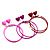 Red, Pale And Deep Pink Hoop And Heart Earring Set - 3 Pairs (6cm Diameter) - view 3