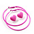 Red, Pale And Deep Pink Hoop And Heart Earring Set - 3 Pairs (6cm Diameter) - view 4