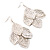 Silver Plated Textured Leaf Earrings - 8cm Drop - view 3