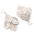 Silver Plated Textured Leaf Earrings - 8cm Drop - view 4