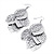 Silver Plated Textured Leaf Earrings - 8cm Drop - view 5