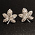 Crystal Leaf Stud Earrings (Silver Tone) - view 7