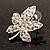 Crystal Leaf Stud Earrings (Silver Tone) - view 4