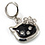 Cute Black Enamel Kitten Drop Earrings (Silver Tone) - view 3
