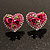 Heart Diamante Rose Stud Earrings (Silver Tone) - view 2