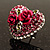 Heart Diamante Rose Stud Earrings (Silver Tone) - view 3