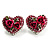 Heart Diamante Rose Stud Earrings (Silver Tone) - view 6