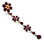 Long Statement Floral Dangle Earrings (Silver Tone & Ruby Red Colour) - 7cm Drop - view 6